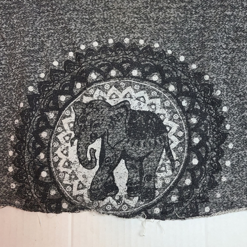 Boho Elephant Raw Seam Pullover - image 8